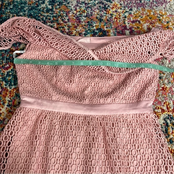 Bardot Eyelet Off The Shoulder Derby Dress in Light Pink - Picture 15 of 16